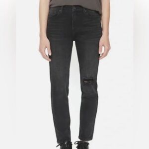 FREE PEOPLE x SANDRINE ROSE BLACK DISTRESSED SKINNY JEAN NWT SZ 24